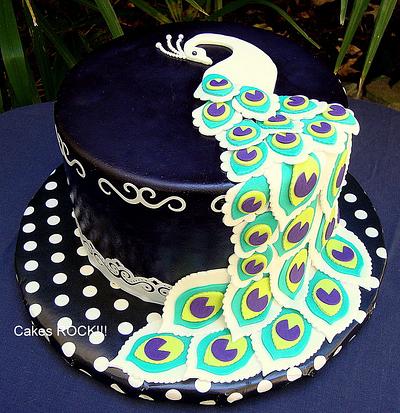 Black & White Graphic Peacock - Cake by Cakes ROCK!!!  