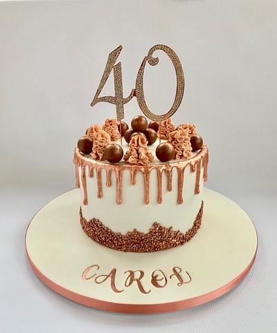 Rose Gold 40th Drip Cake - Cake by Canoodle Cake Company
