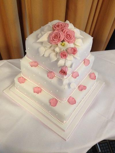 Pink Rose Wedding Cake - Cake by Cake Laine