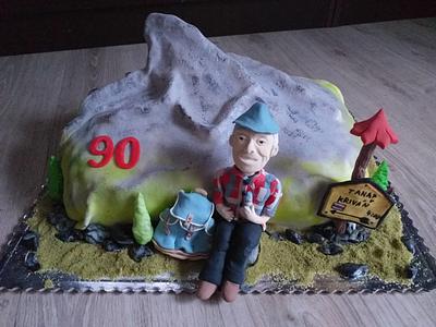 cake mountain Kriváň with sweet portrait of the celebrated. - Cake by Stanka
