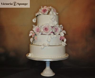 Elegant Rose, floral cascade - Cake by Victoria Forward