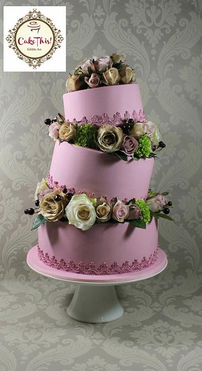 Vintage Inspired Topsy Turvy Wedding Cake - Cake by Cake This