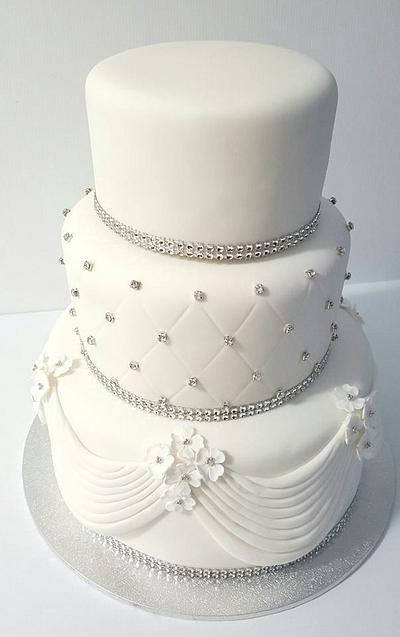 Wedding Cake Diamond and Drapped Icing - Cake by Creative Cakes - Deborah Feltham