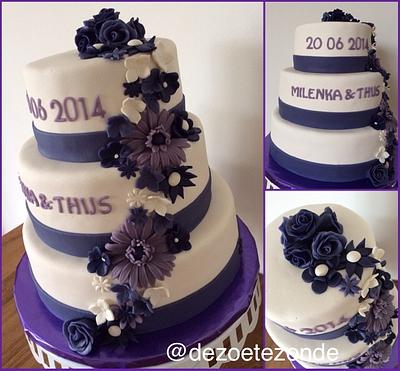 Purple flower weddingcake - Cake by marieke