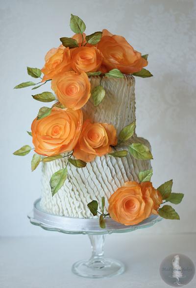Peach and Silver Anniversary Cake - Cake by Tonya Alvey - MadHouse Bakes