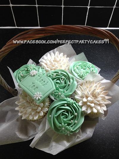 Cupcake bouquet in a basket - Cake by Perfect Party Cakes (Sharon Ward)