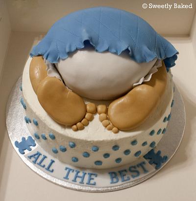 Blue Baby Shower Cake - Cake by SweetlyBaked