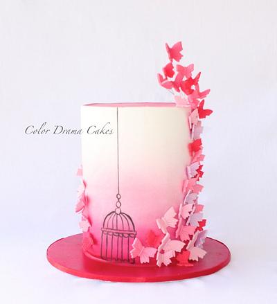 Butterfly Pink Cake - Cake by Color Drama Cakes