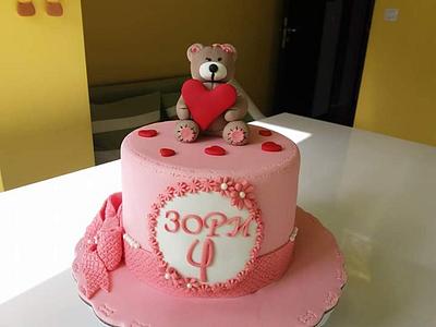bear & hearts  - Cake by Nadi Ivanova 