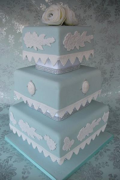Lace & Diamante Wedding Cake - Cake by Lyndsey Statham