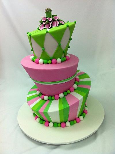 Hot Pink and Green Madhatter - Cake by Lydia Evans
