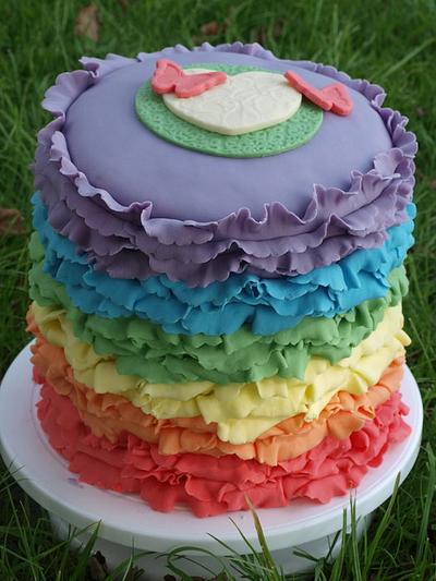Rainbow Ruffle Cake - Cake by Maxine Quinnell