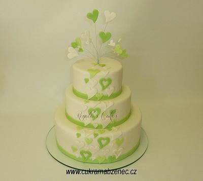 Green hearts wedding cake - Cake by Renata 