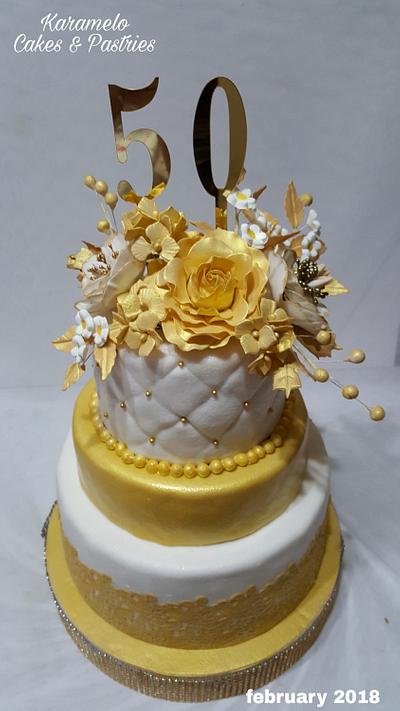 Golden Birthday Cake - Cake by Karamelo Cakes & Pastries