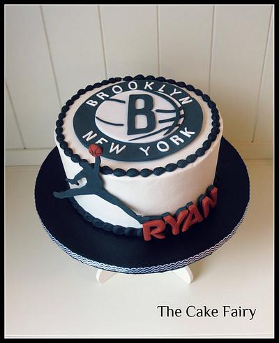 Brooklyn Nets cake with Michael Jordan silhouette - Cake by Renee Daly