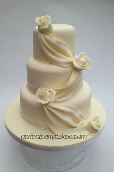 Wedding cake with drapes - Cake by Perfect Party Cakes (Sharon Ward)