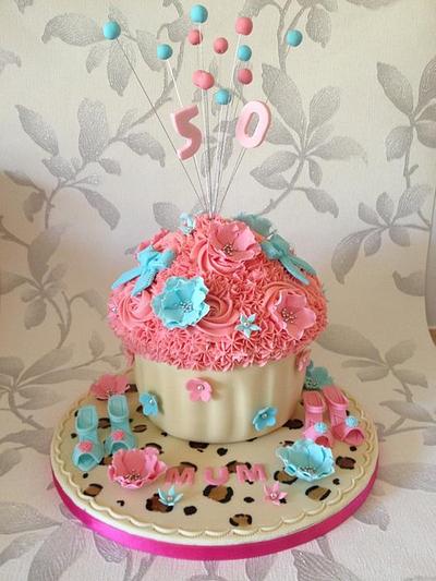 Leopard Print Giant Cupcake - Cake by Claire's Cakes and Bakes