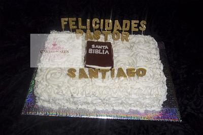 cake in white rosettes, holy bible in fondant - Cake by SUGARScakecupcakes
