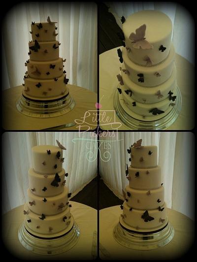 Butterflies 4 tier wedding cake - Cake by little pickers cakes