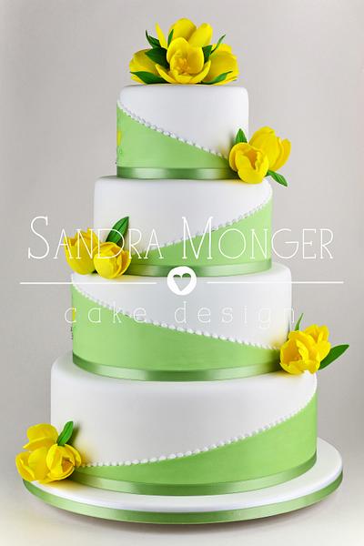 Spring Tulips Wedding Cake - Cake by Sandra Monger