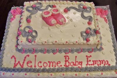 Buttercream pink & gray baby shower cake - Cake by Nancys Fancys Cakes & Catering (Nancy Goolsby)