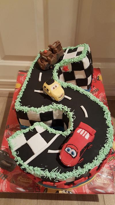 Cars numbercake - Cake by Gebakshoekje