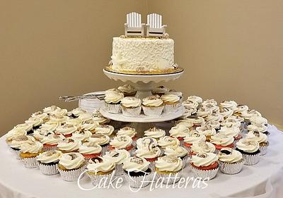 Beach Wedding Cutting cake and cupcakes - Cake by Donna Tokazowski- Cake Hatteras, Martinsburg WV