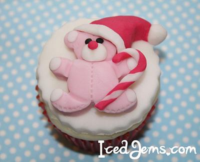 Christmas Teddy Bear Cupcake - Cake by IcedJems