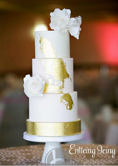 Romantic Blush & Gold Wedding Cake - Cake by Enticing Icing