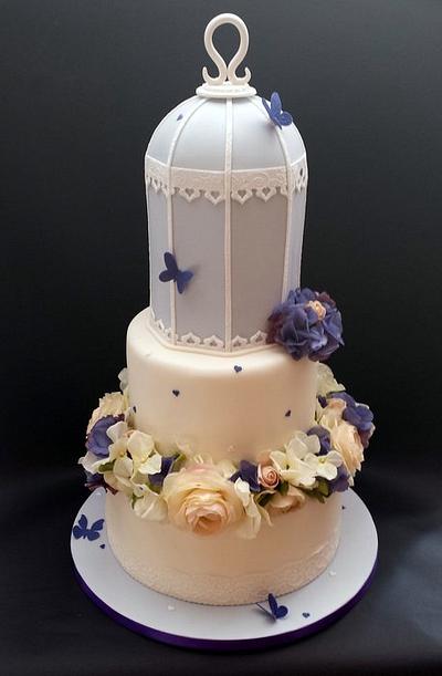Birdcage Floral Wedding Cake  - Cake by Chocomoo