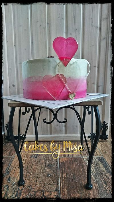 Cake with edible hearts - Cake by CakesByMisa
