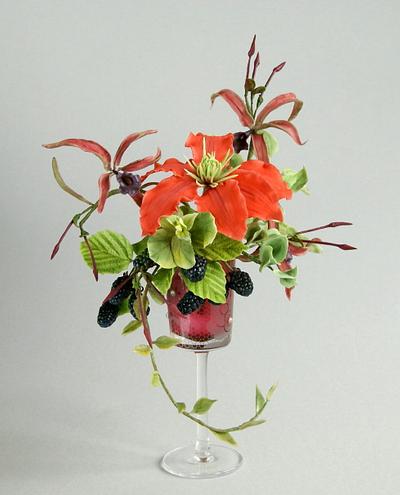 Arrangement of flowers with blacberry - Cake by Katarzynka