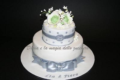 silver cake 25 wedding anniversary - Cake by Daria Albanese