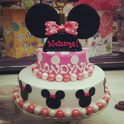 Minnie Mouse Baby Shower Tiered Cake - Cake by Samantha