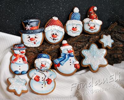 Christmas Snowmen - Cake by FondanEli
