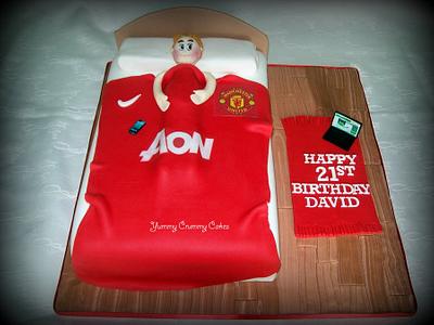Manchester United bed cake - Cake by Yummy Crummy Cakes