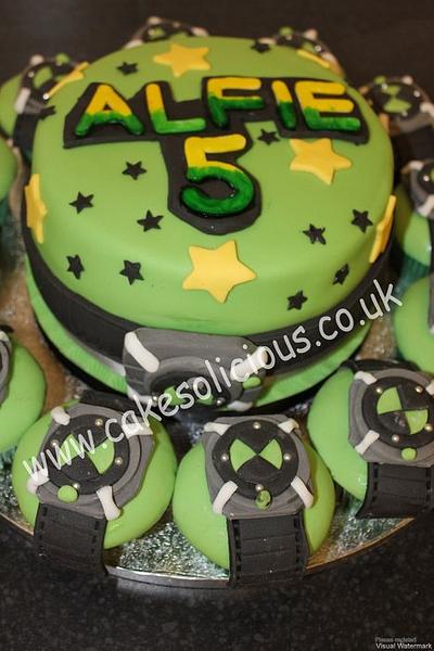 Ben 10 cake and Ben 10 omnitrix cupcakes - Cake by Cakes o'Licious