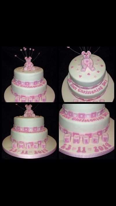 Pink christening cake  - Cake by Kirstie's cakes