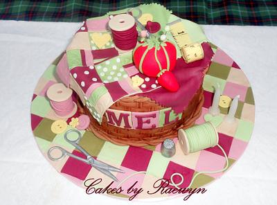 Patchwork Quilt and Sewing Basket - Cake by Raewyn Read Cake Design