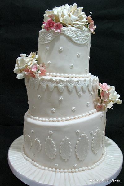 White Topsy Turvy Wedding  - Cake by Veenas Art of Cakes 