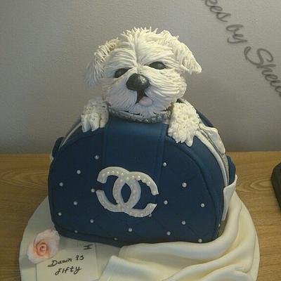 Shitzu Puppy in Chanel Bag  - Cake by Redhatcakes