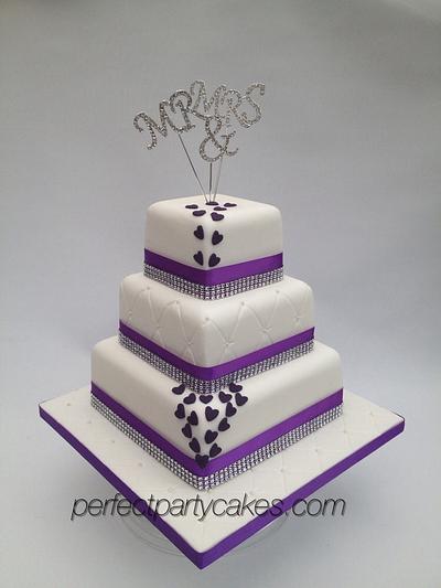 Purple tiered wedding cake  - Cake by Perfect Party Cakes (Sharon Ward)