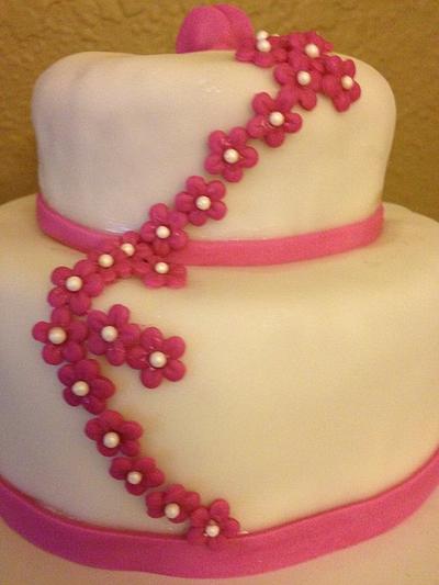 2 Tier Pink and White Wedding Cake - Cake by Twins Sweets