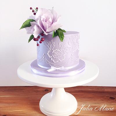 Brush Embroidery Lilac Cake - Cake by Julia Marie Cakes