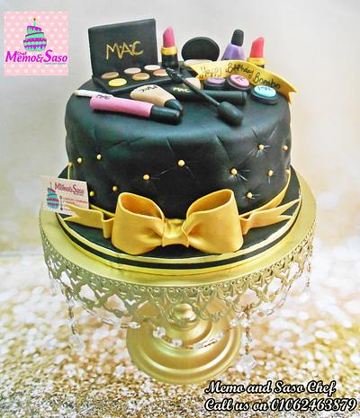 Black and gold make up cake - Cake by Mero Wageeh