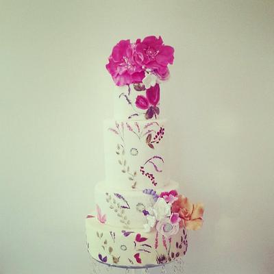 Hand painted wedding cake. - Cake by Swt Creation