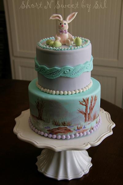 Easter bunny painted spring - Cake by ShortNSweetBySil