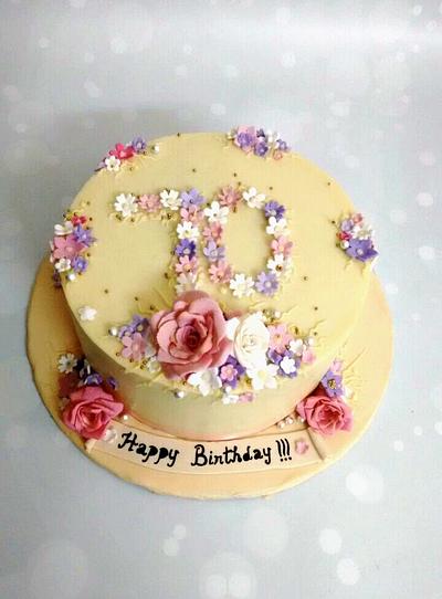 White chocolate cake with flowers - Cake by Rebecca29