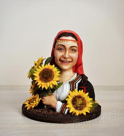 Girl with sunflowers - Cake by FondanEli