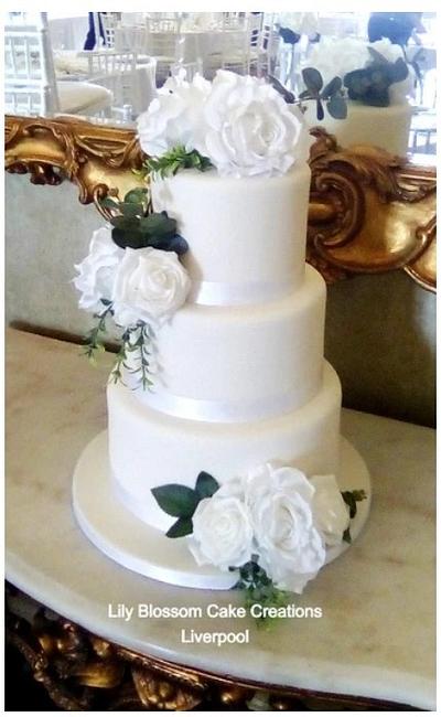 White Rose Wedding Cake - Cake by Lily Blossom Cake Creations